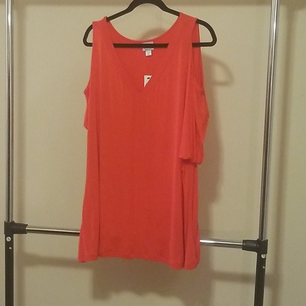 Orange cold shoulder top
